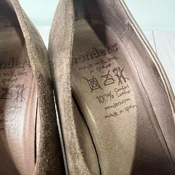 Wonders Brown Leather Suede Comfort Pumps Heels - Picture 2 of 8